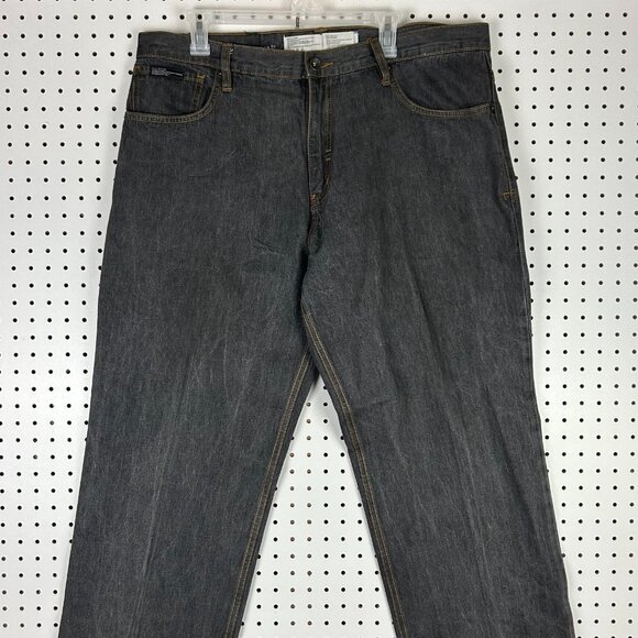 Rocawear Black Goth Baggy Jeans 40x30 Gold Stitched Loose Fit 90s Hip Hop Skate - Picture 5 of 7